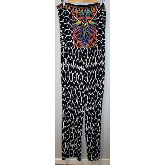 Trina Turk x I.N.C. Strapless Print Jumpsuit XL Wide Leg Black Extra Large - Picture 4 of 5